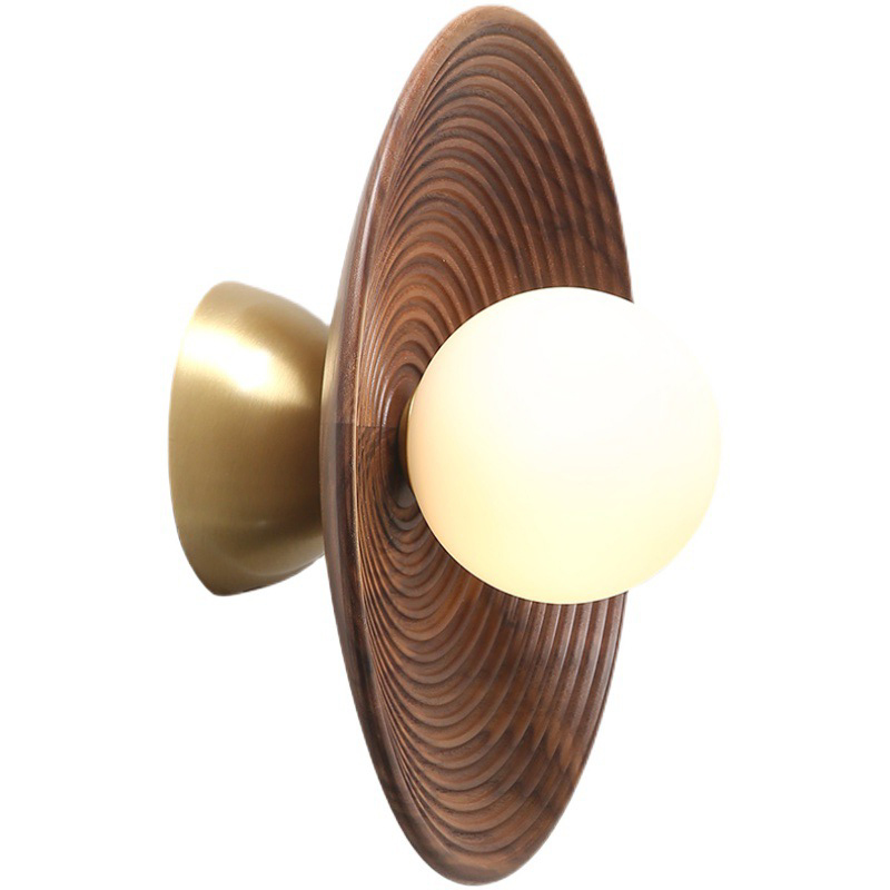 Бра Noya Wooden Wall Lamp Белый Коричневый Латунь сатинированная Бра Noya Wooden Wall Lamp Белый Коричневый Латунь сатинированная в Челябинске | Loft Concept