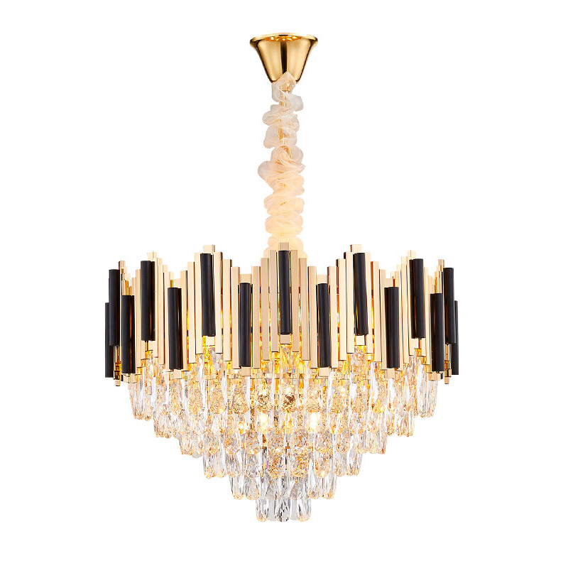Люстра Хрустальная Lanse Crystal Chandelier Золотой Черный Прозрачное Стекло Люстра Хрустальная Lanse Crystal Chandelier Золотой Черный Прозрачное Стекло в Челябинске | Loft Concept