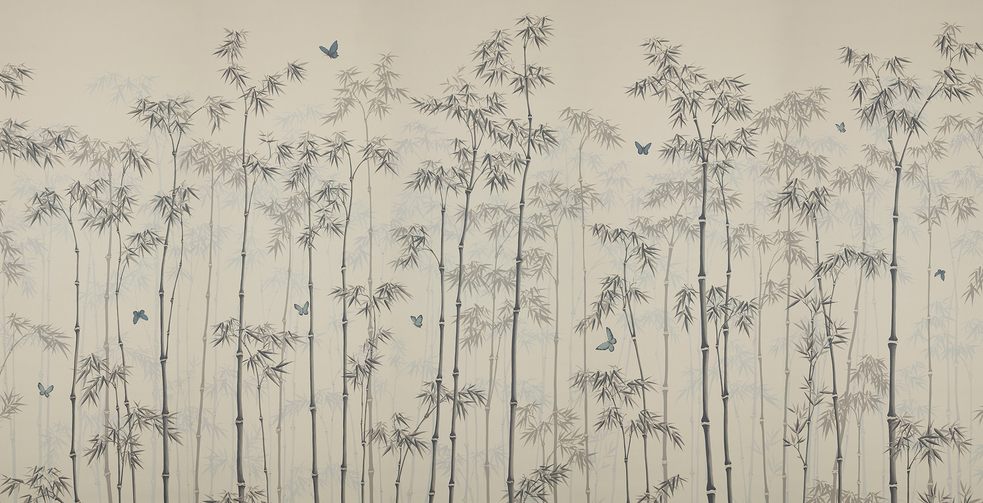 Обои ручная роспись Distant Bamboo Special Colourway on white dyed paper Обои ручная роспись Distant Bamboo Special Colourway on white dyed paper - постер Loft-Concept в Челябинске