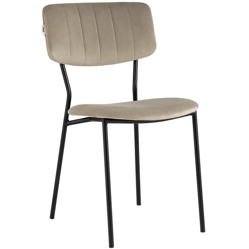Стул Singer Chair без подлокотника Бежевый Велюр Бежевый Черный Стул Singer Chair без подлокотника Бежевый Велюр Бежевый Черный в Челябинске | Loft Concept