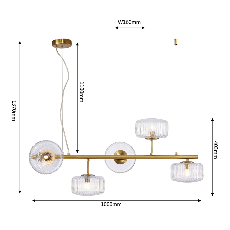 Люстра Blown Glass с прозрачными рельефными плафонами Люстра Blown Glass с прозрачными рельефными плафонами в Челябинске