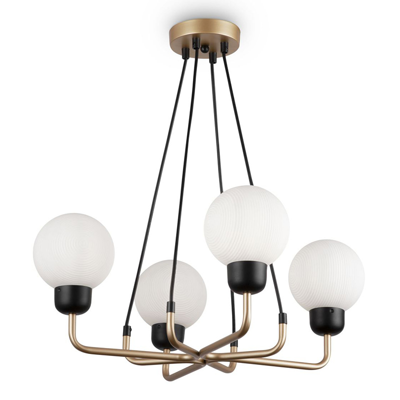 Люстра Andresa Chandelier 4 Balls Золотой Белое матовое стекло Люстра Andresa Chandelier 4 Balls Золотой Белое матовое стекло в Челябинске | Loft Concept