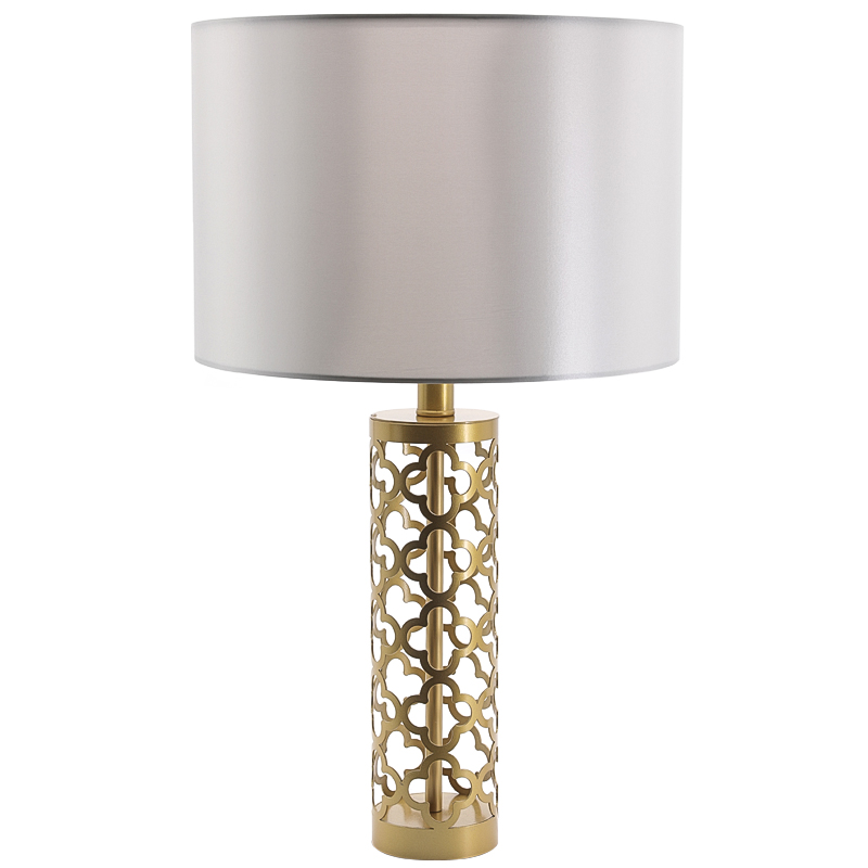 Настольная лампа Arabesque Quatrefoil Drum Table Lamp Золотой Серый Настольная лампа Arabesque Quatrefoil Drum Table Lamp Золотой Серый в Челябинске | Loft Concept