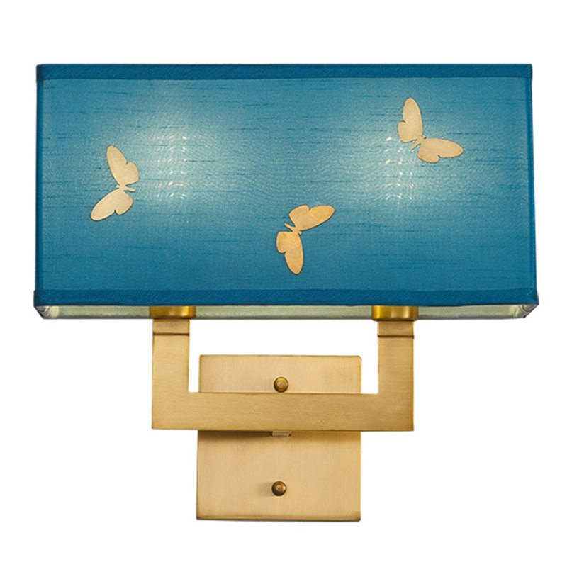 Бра с бабочками Butterflies Blue Background Wall Lamp 2 Латунь Бирюзовый Бра с бабочками Butterflies Blue Background Wall Lamp 2 Латунь Бирюзовый в Челябинске | Loft Concept
