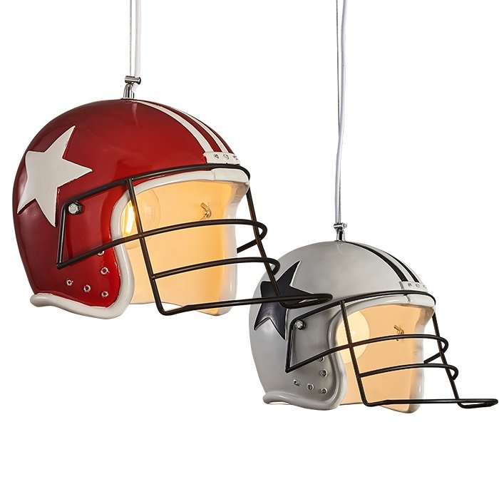 Подвесной светильник Sport Helmet Pendant Белый Красный Подвесной светильник Sport Helmet Pendant Белый Красный в Челябинске | Loft Concept
