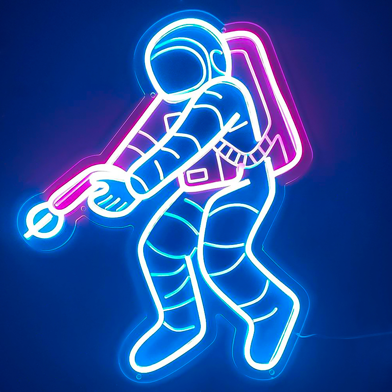 Неоновая настенная лампа Astronaut Neon Wall Lamp Синий Лиловый Неоновая настенная лампа Astronaut Neon Wall Lamp Синий Лиловый в Челябинске | Loft Concept