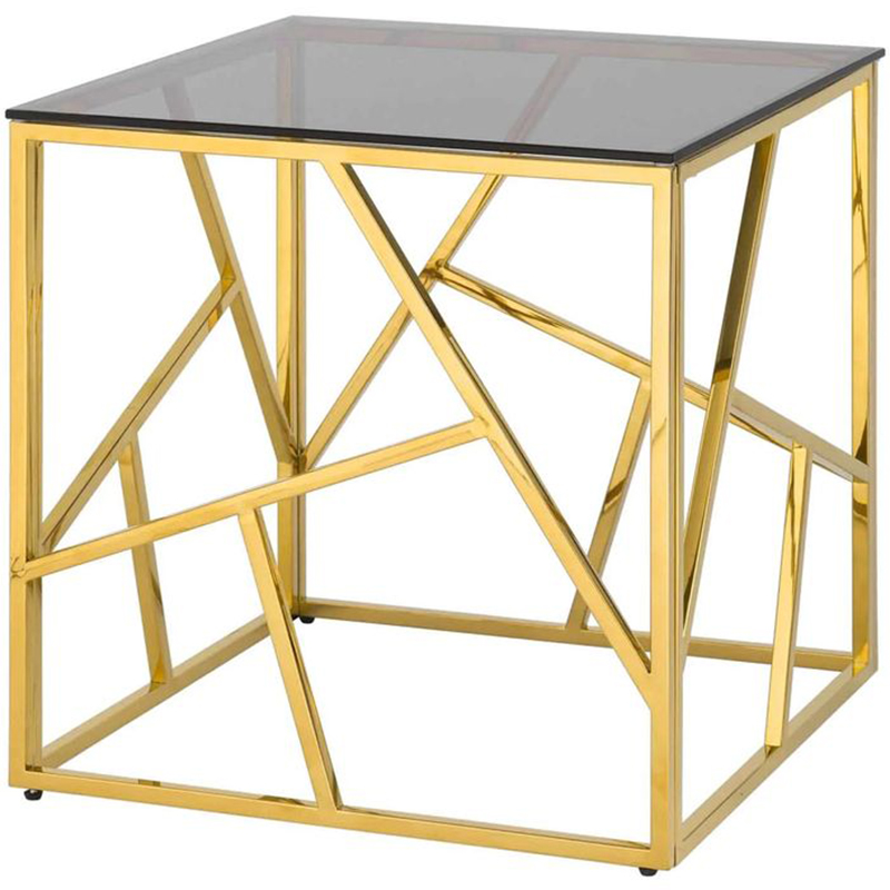 Стол приставной Geometry Serene Phoenix Gold Золотой Стекло Смок Стол приставной Geometry Serene Phoenix Gold Золотой Стекло Смок в Челябинске | Loft Concept