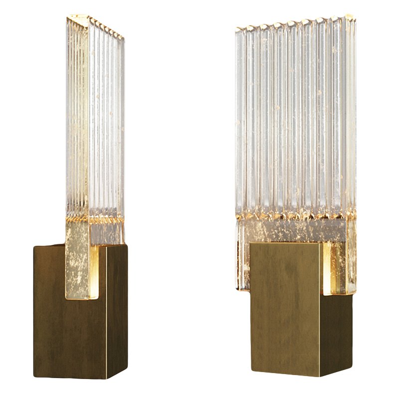 Бра PLEATED GLASS SCONCE Прозрачный (Transparent) Латунь Бра PLEATED GLASS SCONCE Прозрачный (Transparent) Латунь в Челябинске | Loft Concept