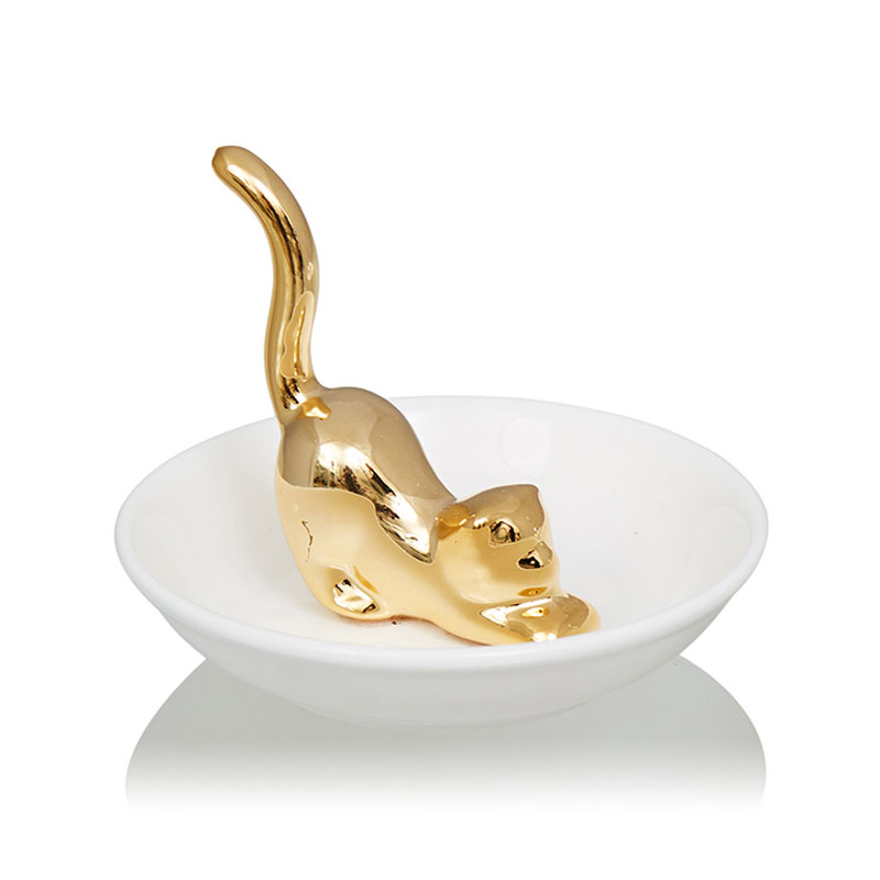Блюдо Decorative Dish Cat Белый Глянцевое золото Блюдо Decorative Dish Cat Белый Глянцевое золото в Челябинске | Loft Concept