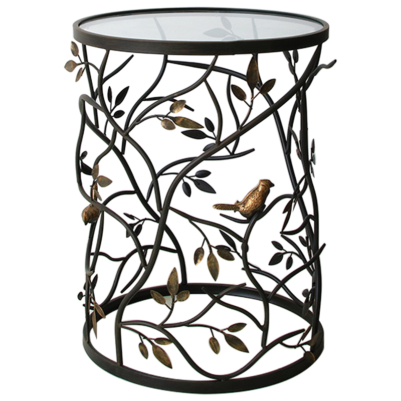 Приставной стол Ruairi Metal Leaves Side Table Черный Золотой Прозрачное Стекло Приставной стол Ruairi Metal Leaves Side Table Черный Золотой Прозрачное Стекло в Челябинске | Loft Concept
