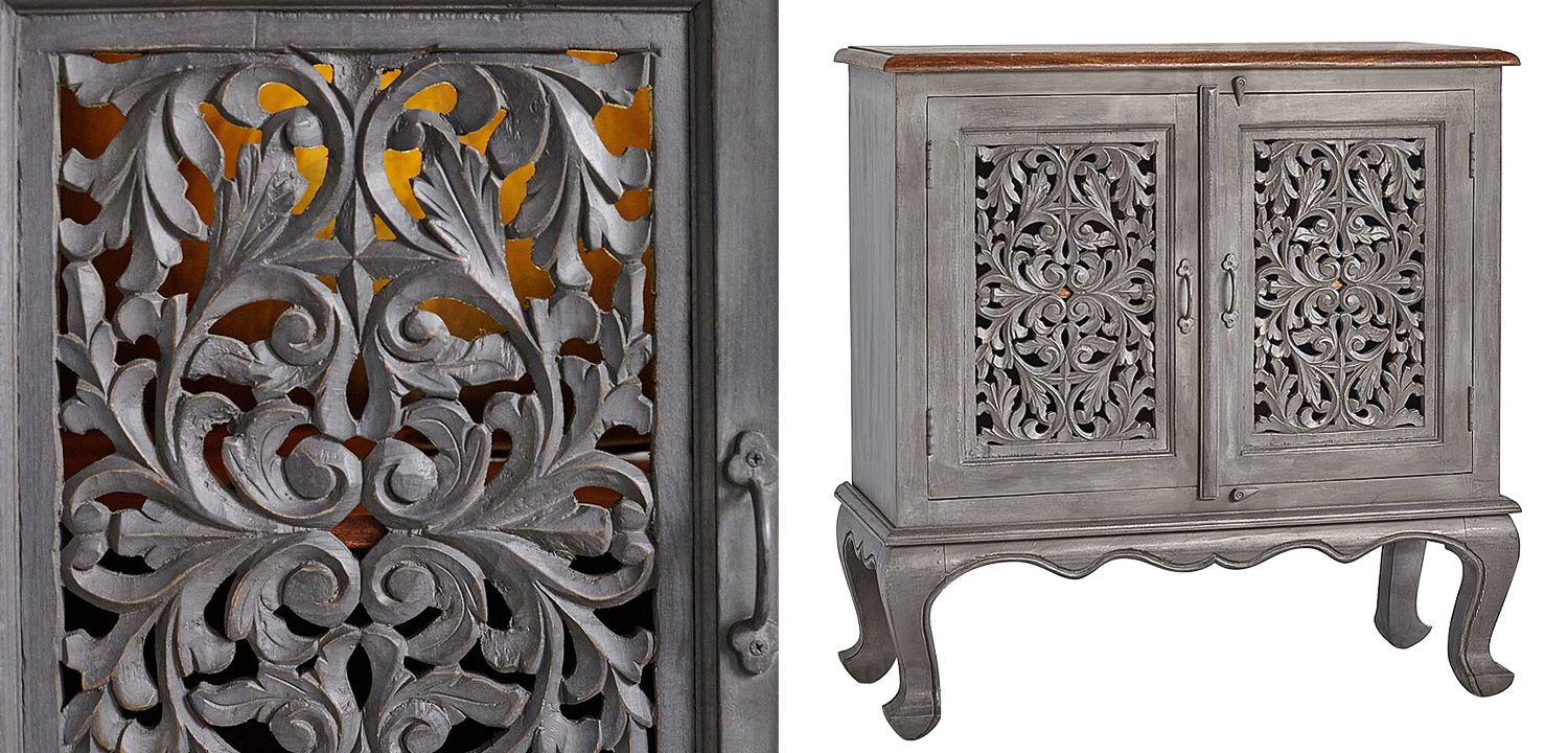 Комод Indian Antique White Furniture Chest of Drawers Agni серый - фото