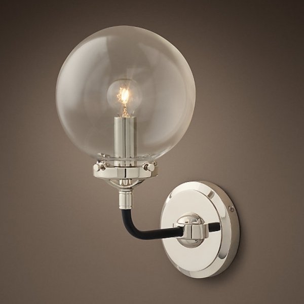 Бра Bistro Globe Clear Glass Single Sconce Nickel  в Челябинске | Loft Concept 