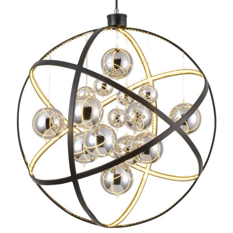 Люстра Atomic nucleus Chandelier Глянцевое золото Черный Люстра Atomic nucleus Chandelier Глянцевое золото Черный в Челябинске | Loft Concept