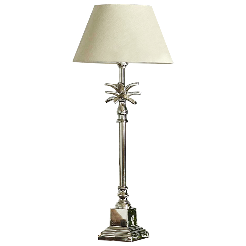 Настольная лампа с абажуром Palm Lampshade Table Lamp Хром Бежевый Настольная лампа с абажуром Palm Lampshade Table Lamp Хром Бежевый в Челябинске | Loft Concept