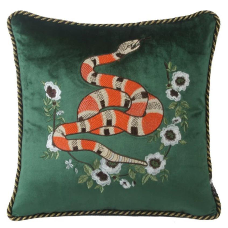 Подушка с Вышивкой Стиль Gucci IV Зеленый Подушка с Вышивкой Стиль Gucci IV Зеленый в Челябинске | Loft Concept
