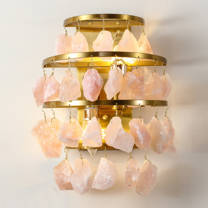 Hardis Pink stone Wall Lamp Латунь Дымчатая Роза в Челябинске | Loft Concept 