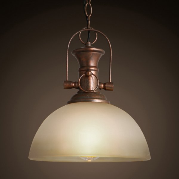 Люстра Old Copper Pendant Glass Белый Медь Люстра Old Copper Pendant Glass Белый Медь в Челябинске | Loft Concept