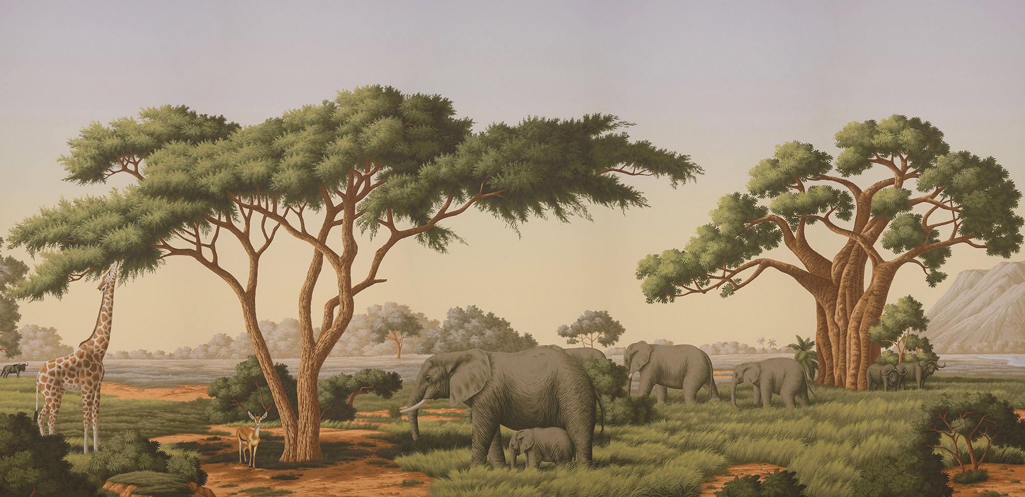 Обои ручная роспись African Savannah Amarelo on scenic paper Обои ручная роспись African Savannah Amarelo on scenic paper - постер Loft-Concept в Челябинске