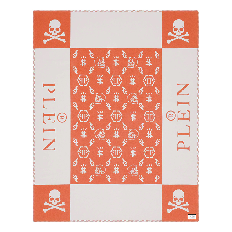 Плед Philipp Plein Plaid Cashmere Skull Orange Оранжевый Белый Плед Philipp Plein Plaid Cashmere Skull Orange Оранжевый Белый в Челябинске | Loft Concept