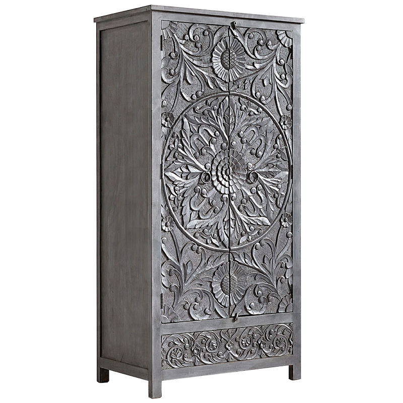 Шкаф Indian Antique White Furniture Cupboard Devan серый Серый Шкаф Indian Antique White Furniture Cupboard Devan серый Серый в Челябинске | Loft Concept