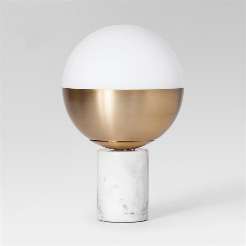 Настольная лампа Geneva Globe Marble Белый Латунь Настольная лампа Geneva Globe Marble Белый Латунь в Челябинске | Loft Concept