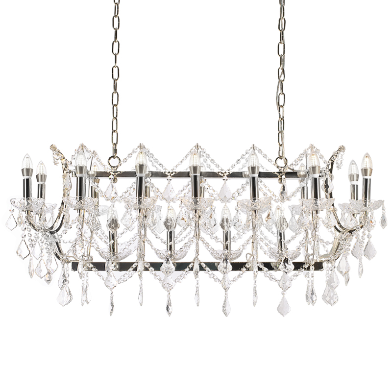 Люстра 19TH C. ROCOCO IRON & CLEAR CRYSTAL Rectangular Серебряный Прозрачное Стекло Люстра 19TH C. ROCOCO IRON & CLEAR CRYSTAL Rectangular Серебряный Прозрачное Стекло в Челябинске | Loft Concept