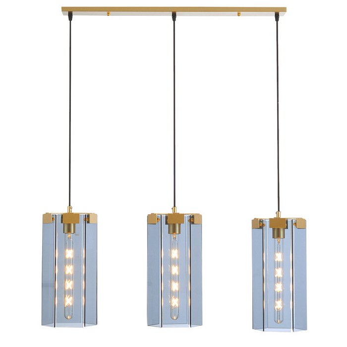 Люстра Rectangle Gray Glass Pendant Lamp 3 Золотой Прозрачное Стекло Люстра Rectangle Gray Glass Pendant Lamp 3 Золотой Прозрачное Стекло в Челябинске | Loft Concept