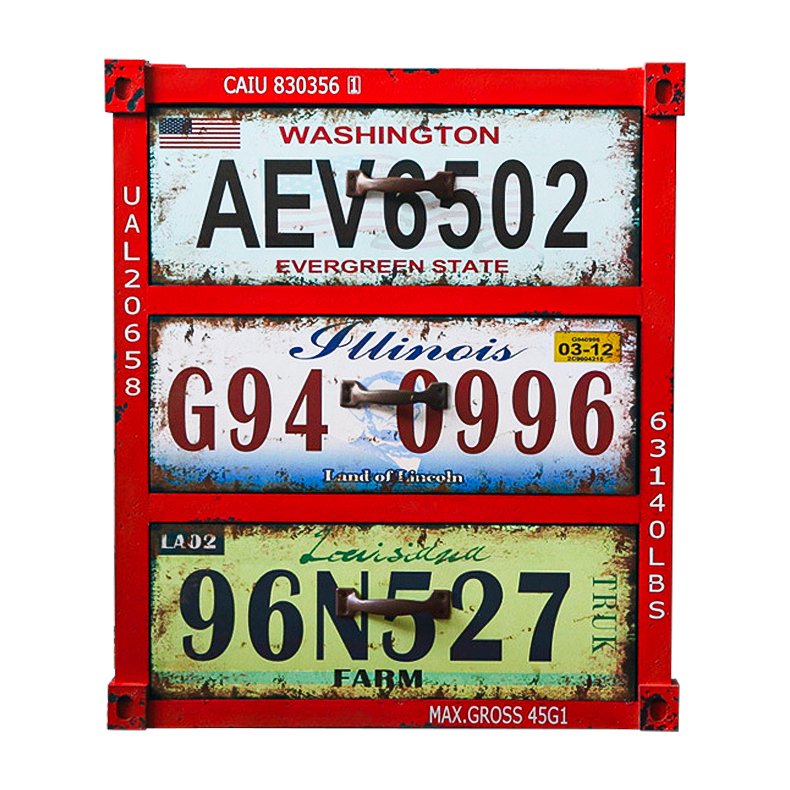 Тумба Car Plate Numbers Красный Мульти Тумба Car Plate Numbers Красный Мульти в Челябинске | Loft Concept