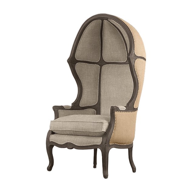 Кресло купол RH Versailles Domed Burlap Backed Chair ivory ( слоновая кость ) Серый Дерево Акация в Челябинске | Loft Concept 