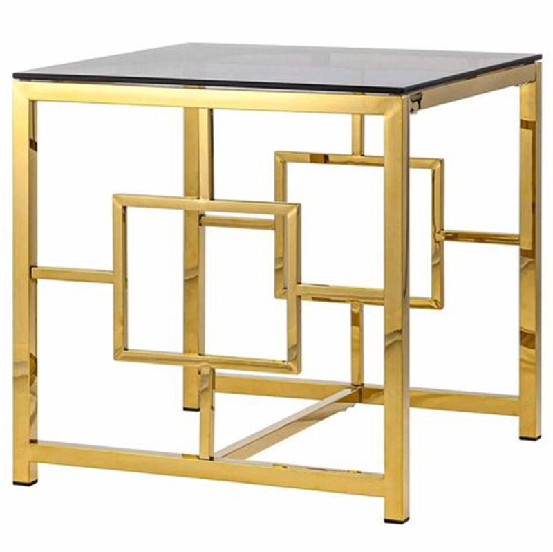 Стол приставной Milan Tables Gold Золотой Стекло Смок Стол приставной Milan Tables Gold Золотой Стекло Смок в Челябинске | Loft Concept