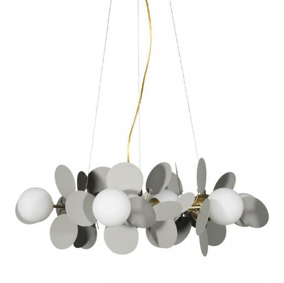 Люстра MATISSE Chandelier circle Gray диаметр 70 Серый Золотой Белый в Челябинске | Loft Concept 