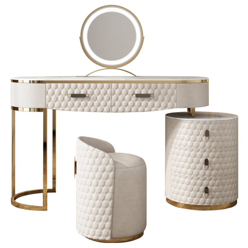 Трельяж Kathryn Bedroom Dressing Table White Белый Глянцевое золото Белый Мрамор Bianco в Челябинске | Loft Concept 