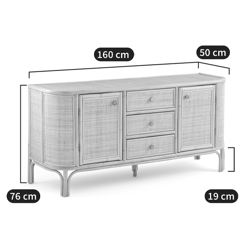 Длинный комод из ротанга с дверцами и ящиками Simone Rattan Chest of Drawers Длинный комод из ротанга с дверцами и ящиками Simone Rattan Chest of Drawers в Челябинске