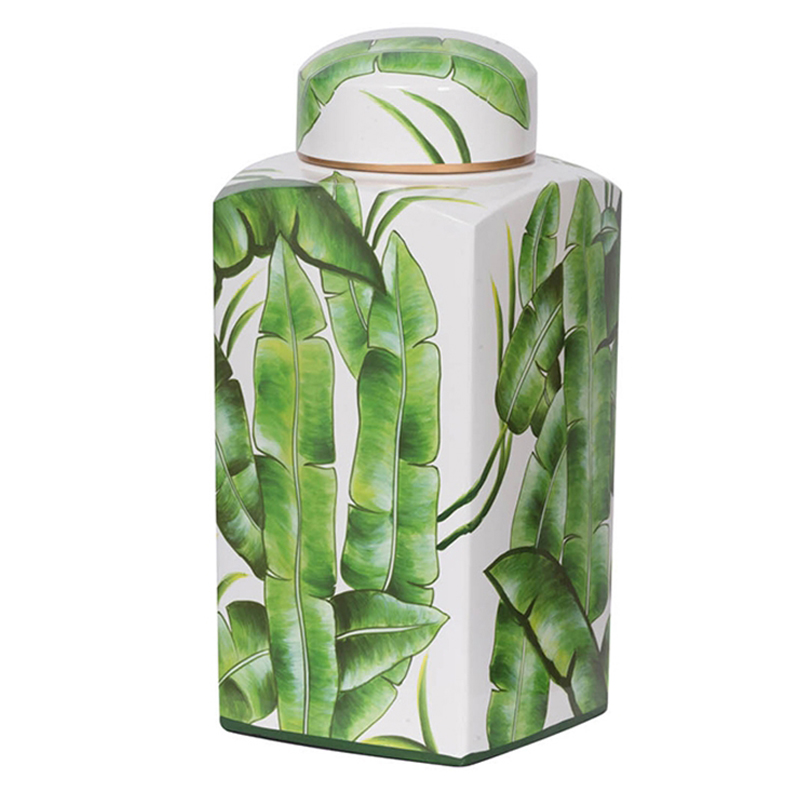 Ваза Vase Green Leaves 36 Зеленый Белый Ваза Vase Green Leaves 36 Зеленый Белый в Челябинске | Loft Concept