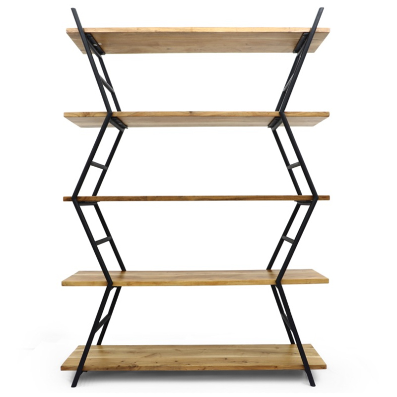 Стеллаж Industrial Zigzag Light Wood Коричневый Черный в Челябинске | Loft Concept 