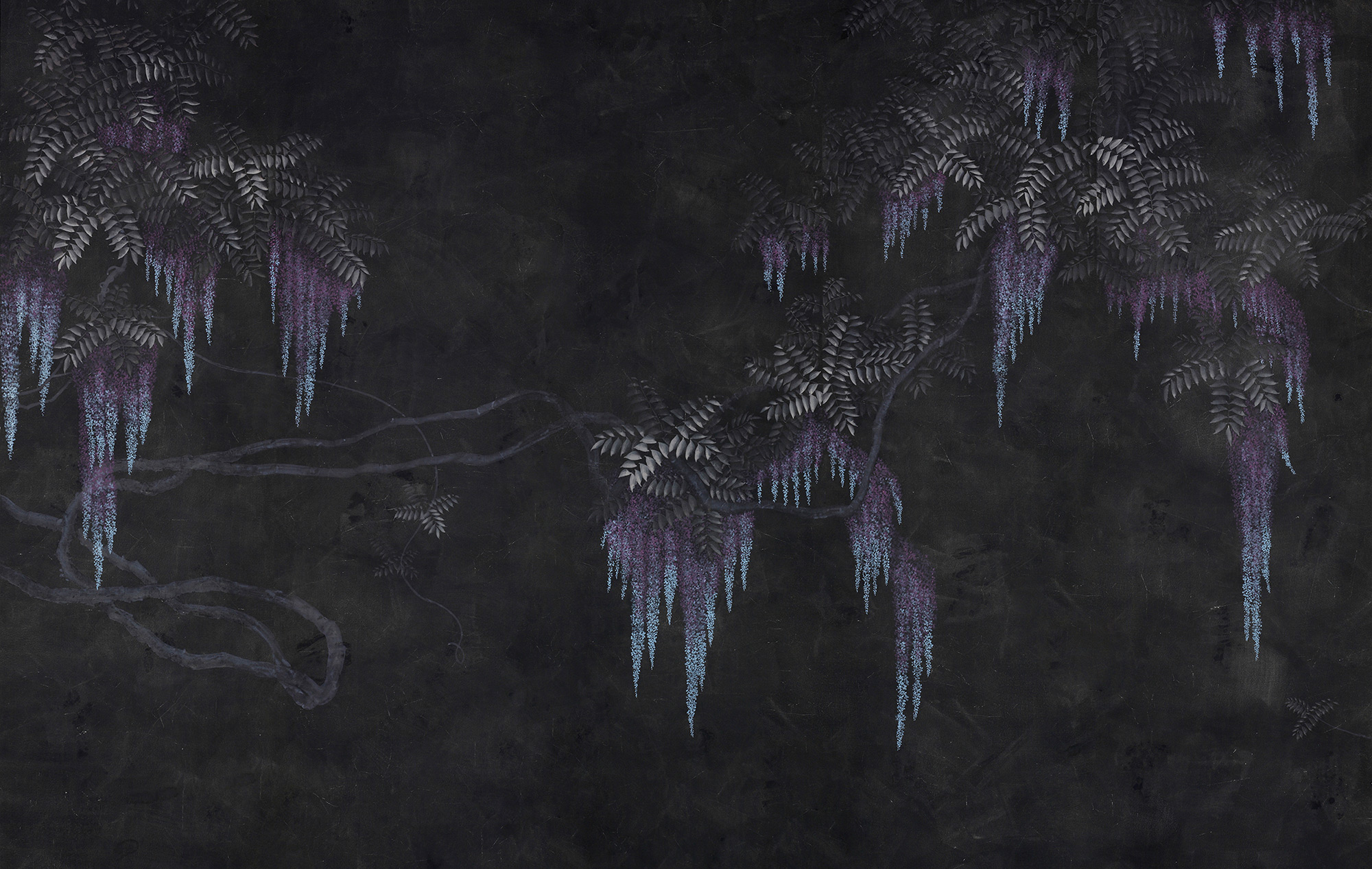 Обои в японском стиле Wisteria Original colourway on Edo Night painted Xuan paper Обои в японском стиле Wisteria Original colourway on Edo Night painted Xuan paper - постер Loft-Concept в Челябинске
