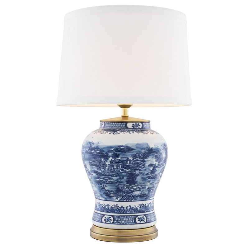 Настольная лампа Eichholtz Table Lamp Chinese Blue Белый Синий Латунь Античная полированная Настольная лампа Eichholtz Table Lamp Chinese Blue Белый Синий Латунь Античная полированная в Челябинске | Loft Concept