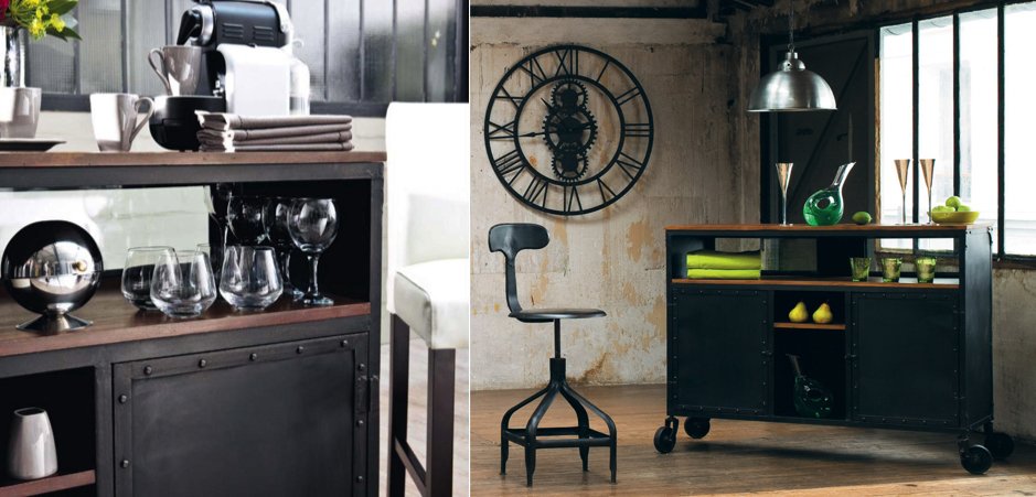Комод в стиле Индастриал на колёсах Industrial Bar Oak Chest Комод в стиле Индастриал на колёсах Industrial Bar Oak Chest - Loft-Concept в Челябинске