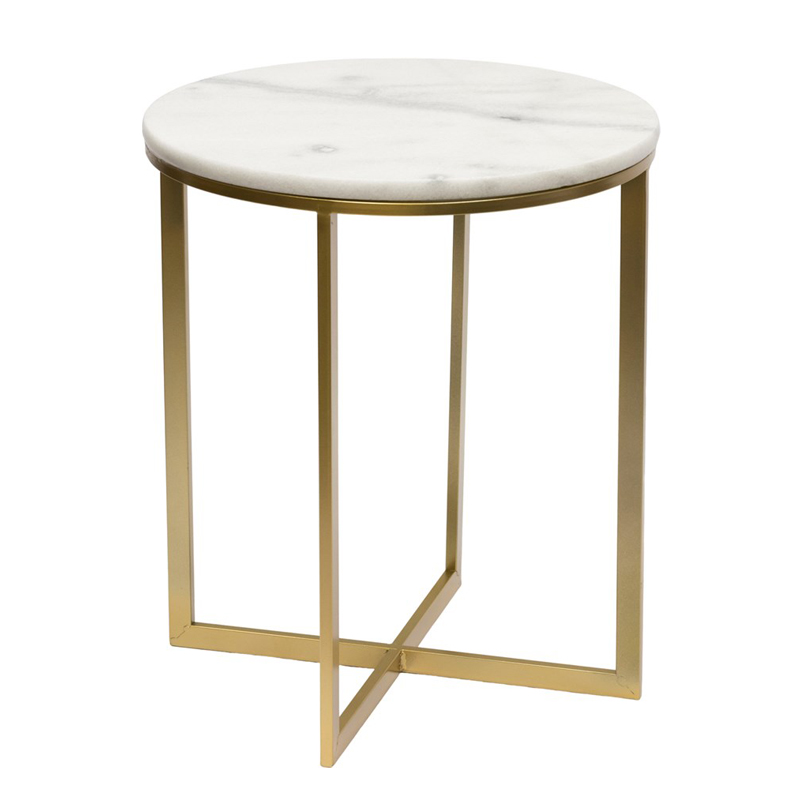 Приставной стол Round Table Marble white Золотой Белый Мрамор Bianco Приставной стол Round Table Marble white Золотой Белый Мрамор Bianco в Челябинске | Loft Concept