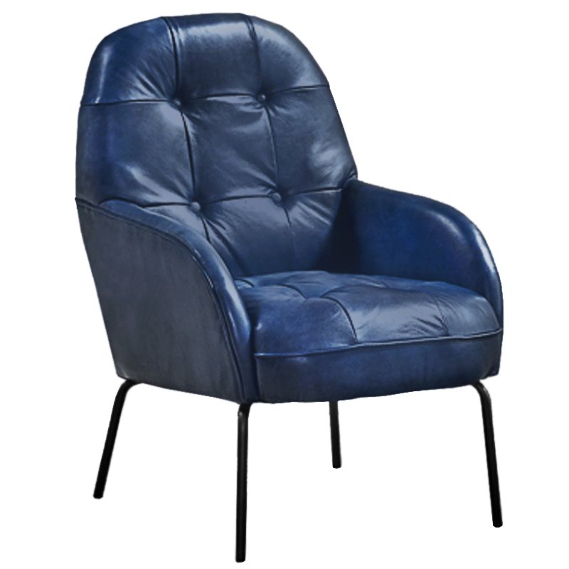 Кресло SHAPKIN LEATHER ARM CHAIR BLUE Синий Черный Кресло SHAPKIN LEATHER ARM CHAIR BLUE Синий Черный в Челябинске | Loft Concept