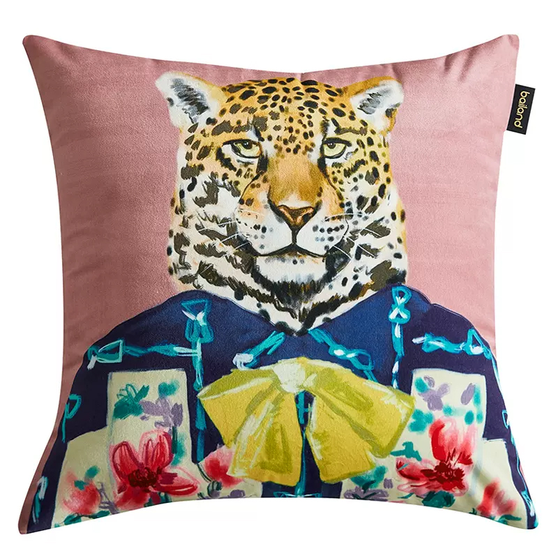 Декоративная подушка Стиль Gucci Leopard Fashion Animals Cushion Pink Розовый Мульти в Челябинске | Loft Concept 