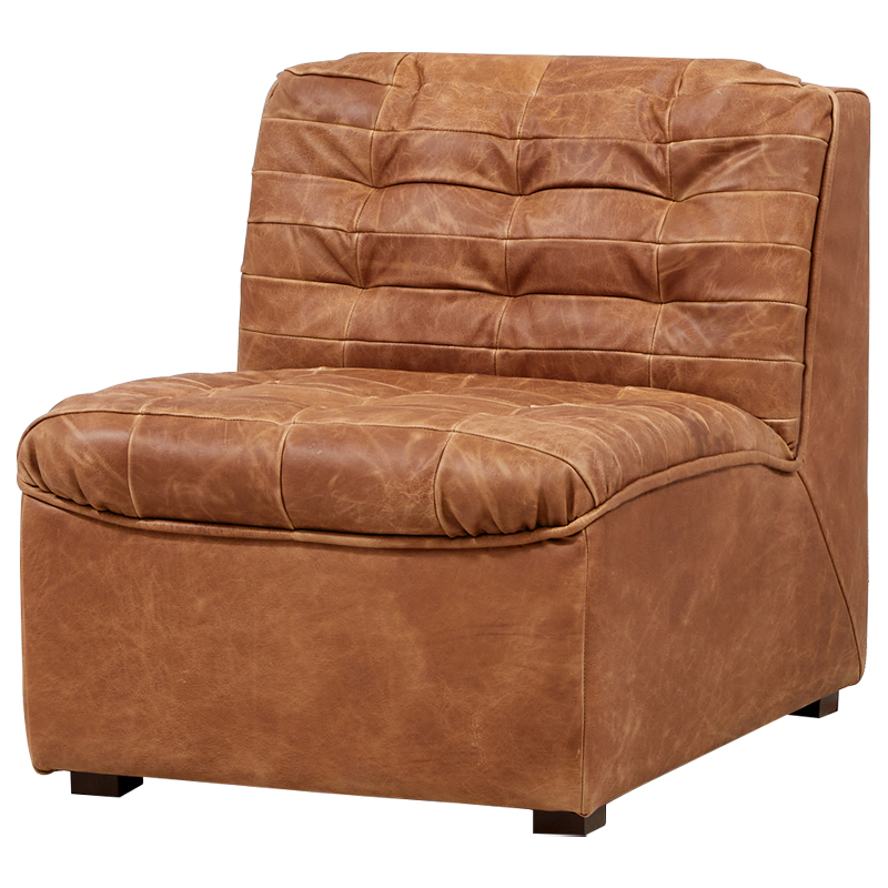 Модульное кожаное кресло Maxence Lounge Leather Armchair Коричневый в Челябинске | Loft Concept 