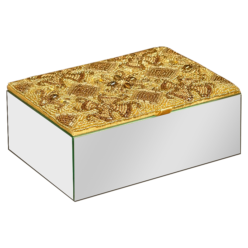 Шкатулка с вышивкой из бисера Aruna Beads Embroidery Mirror Box Зеркало Золотой Шкатулка с вышивкой из бисера Aruna Beads Embroidery Mirror Box Зеркало Золотой в Челябинске | Loft Concept