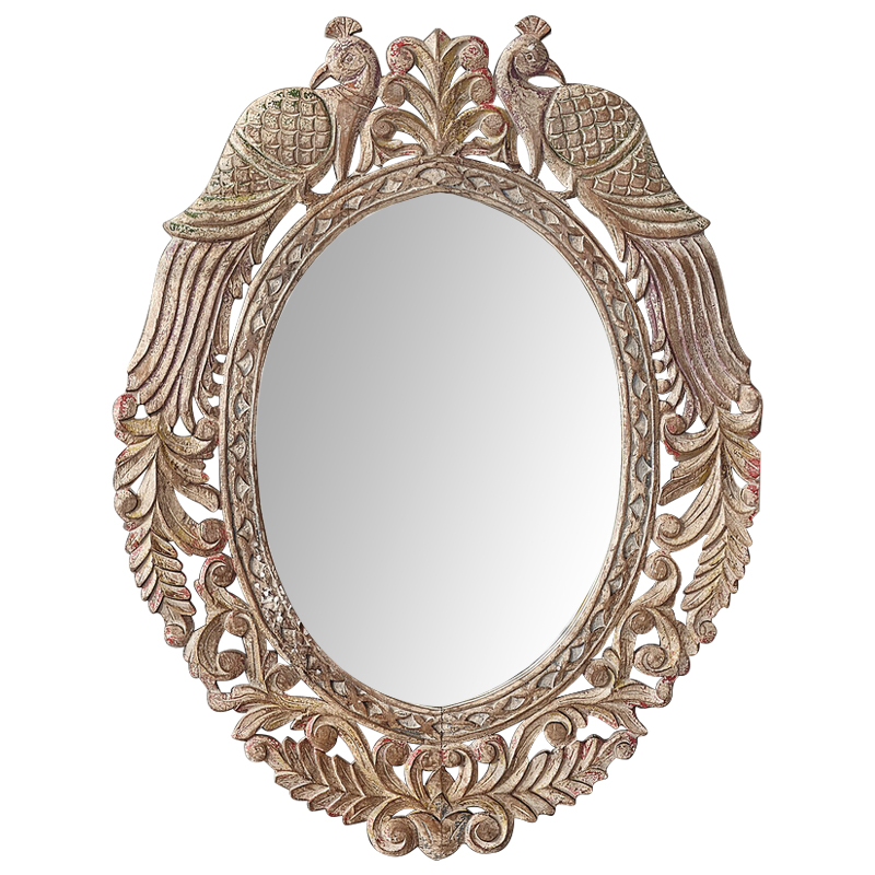 Зеркало в резной раме Viaan Grey Mango Carved Mirror Бежево-серый Коричневый винтаж Зеркало в резной раме Viaan Grey Mango Carved Mirror Бежево-серый Коричневый винтаж в Челябинске | Loft Concept