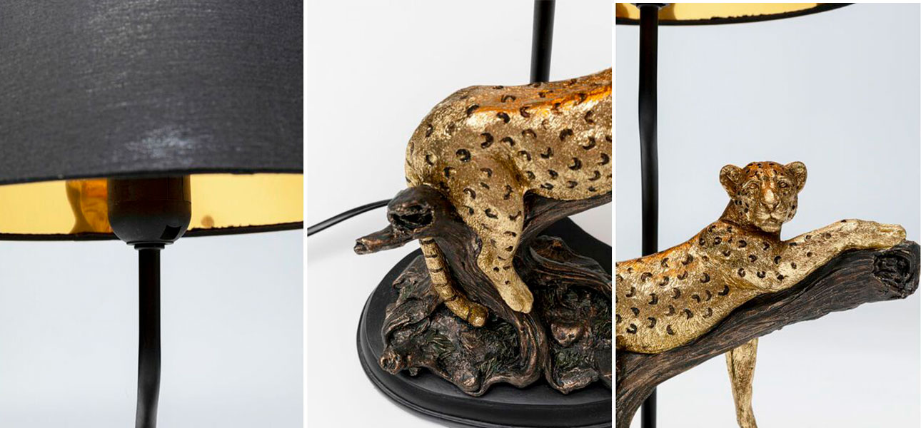 Настольная лампа черная Calm leopard - фото №1