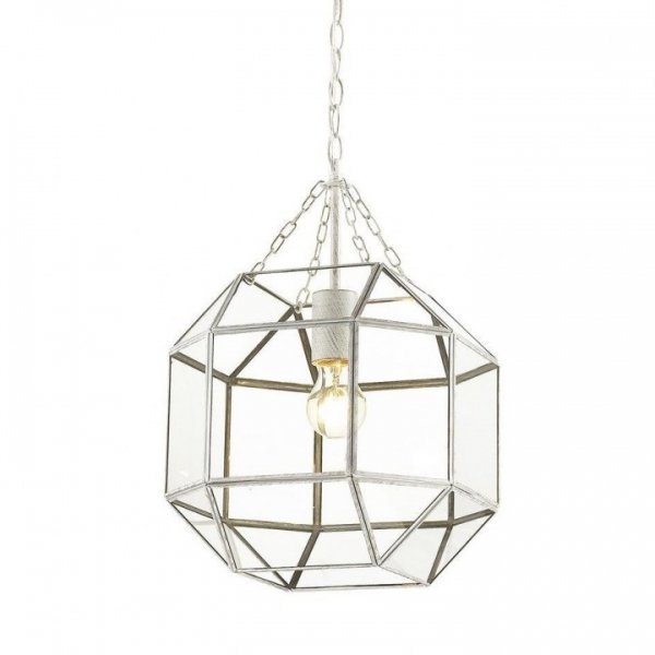 Подвесной светильник Glass & Metal Cage Pendant White Белый Подвесной светильник Glass & Metal Cage Pendant White Белый в Челябинске | Loft Concept