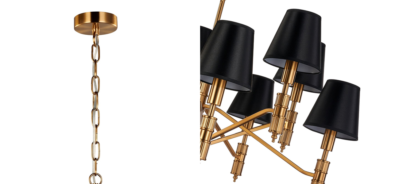 Люстра с черными атласными абажурами Moriart 10 ламп - фото