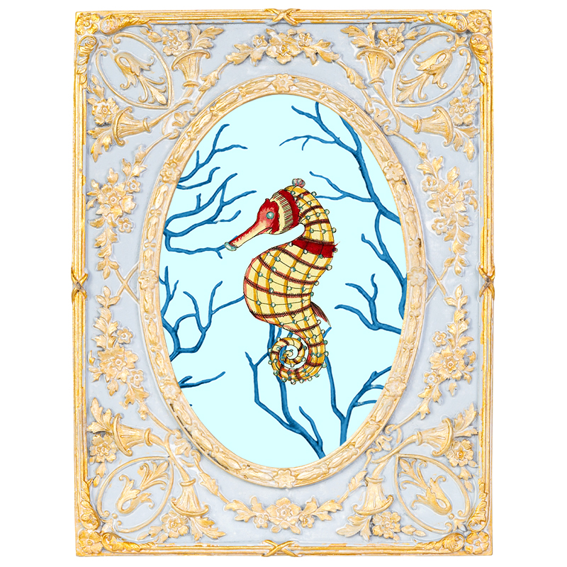 Картина в раме с золотым орнаментом Seashell Still Life Мульти Золотой Голубой Картина в раме с золотым орнаментом Seashell Still Life Мульти Золотой Голубой в Челябинске | Loft Concept