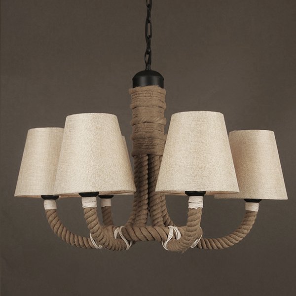 Люстра Rattan Chandelier Loft Rope Light Черный Люстра Rattan Chandelier Loft Rope Light Черный в Челябинске | Loft Concept