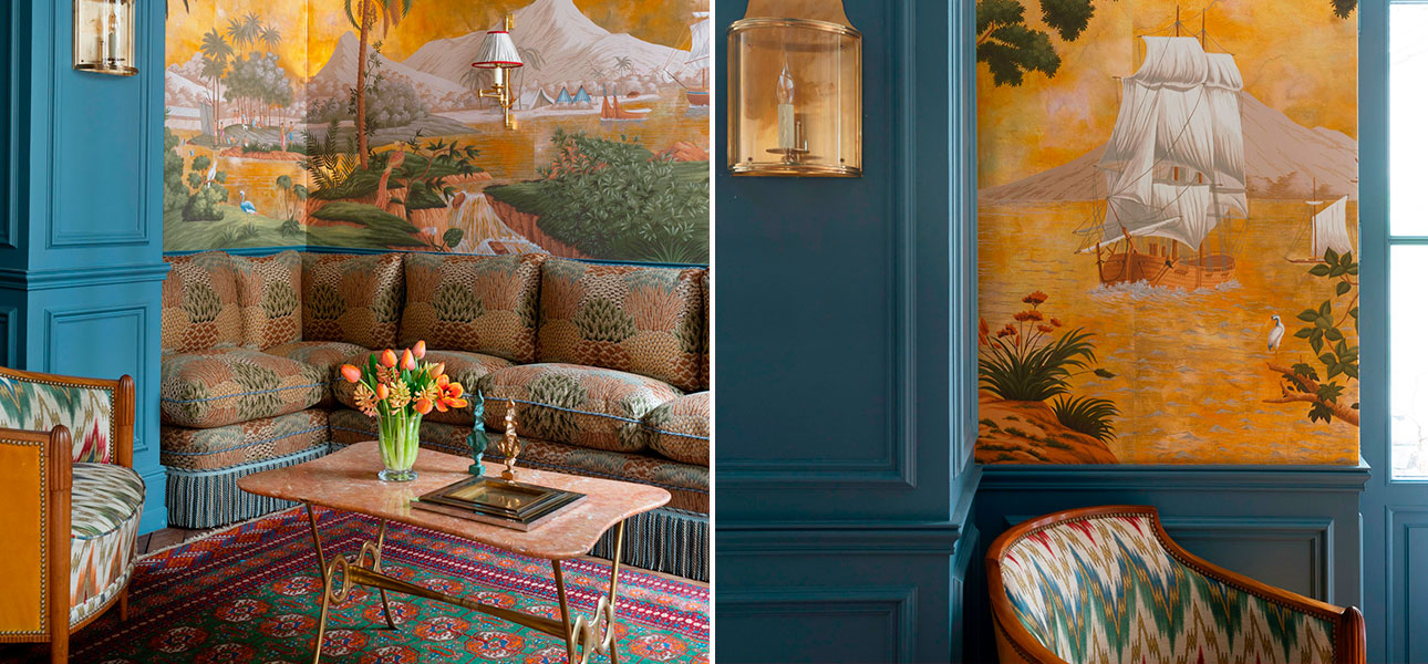 Обои ручная роспись Voyage of the Pacific Amarelo on Deep Rich Gold gilded paper with antiquing - фото №4